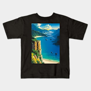 Tourism Print of a Beach Coast Kids T-Shirt